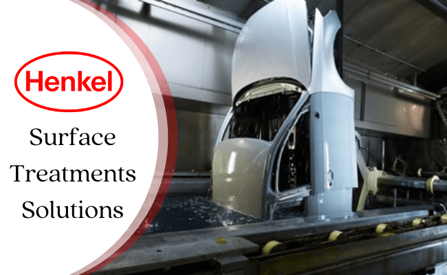 Vehicle being treated in a tank with Henkel Surface Treatment logo